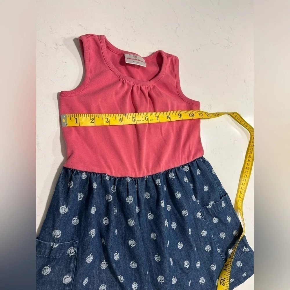 Hanna Anderson Pink and Chambray Floral Dress size 3-5 years
